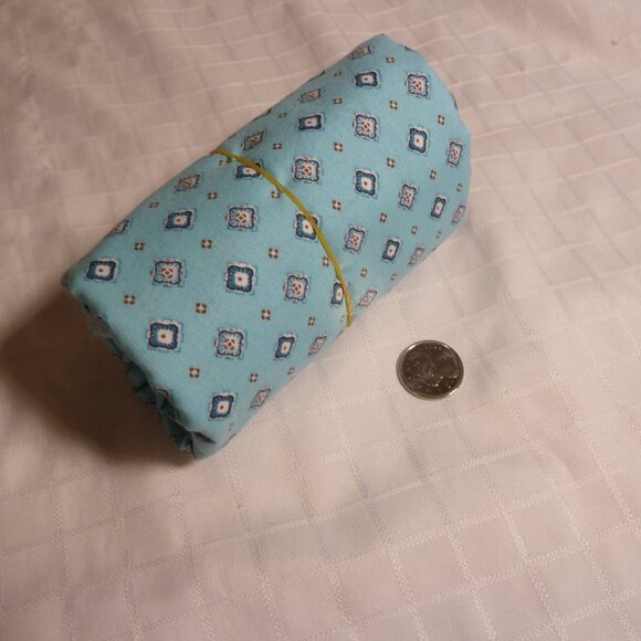 Mediterranean checkered fabric touches of blue white & brown - Picture 2 of 2